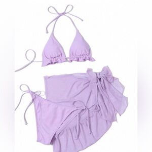 SHEIN / Lavender Bikini 👙 with Ruffle Skirt / Size Large